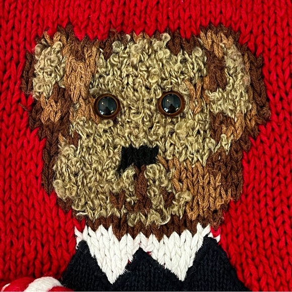 Vintage 90s Karen Scott Christmas Sweater Vest Teddy Bears 3D Trims Red Size 1X - Picture 6 of 12